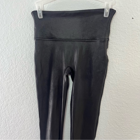 Spanx Black Faux Leather Leggings Womens Size Small Stretch Style# 2437 - Picture 3 of 10
